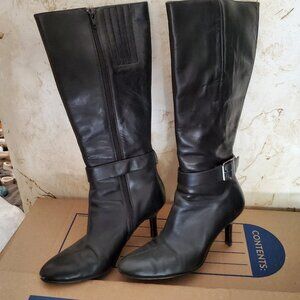 Vintage Black leather knee boots